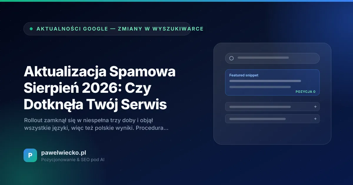 Aktualizacja Spamowa Sierpień 2026: Czy Dotknęła Twój Serwis