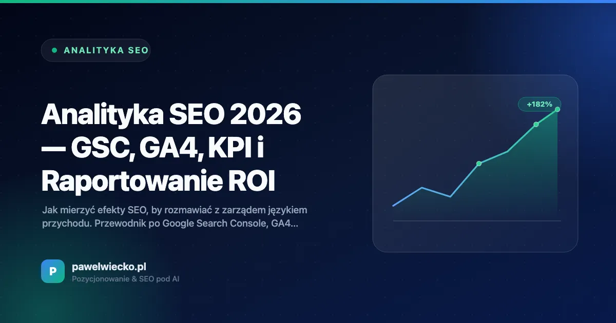 Analityka SEO 2026 — GSC, GA4, KPI i Raportowanie ROI