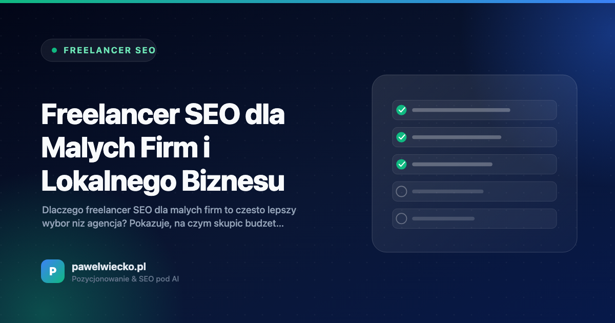 Freelancer SEO dla Małych Firm i Lokalnego Biznesu