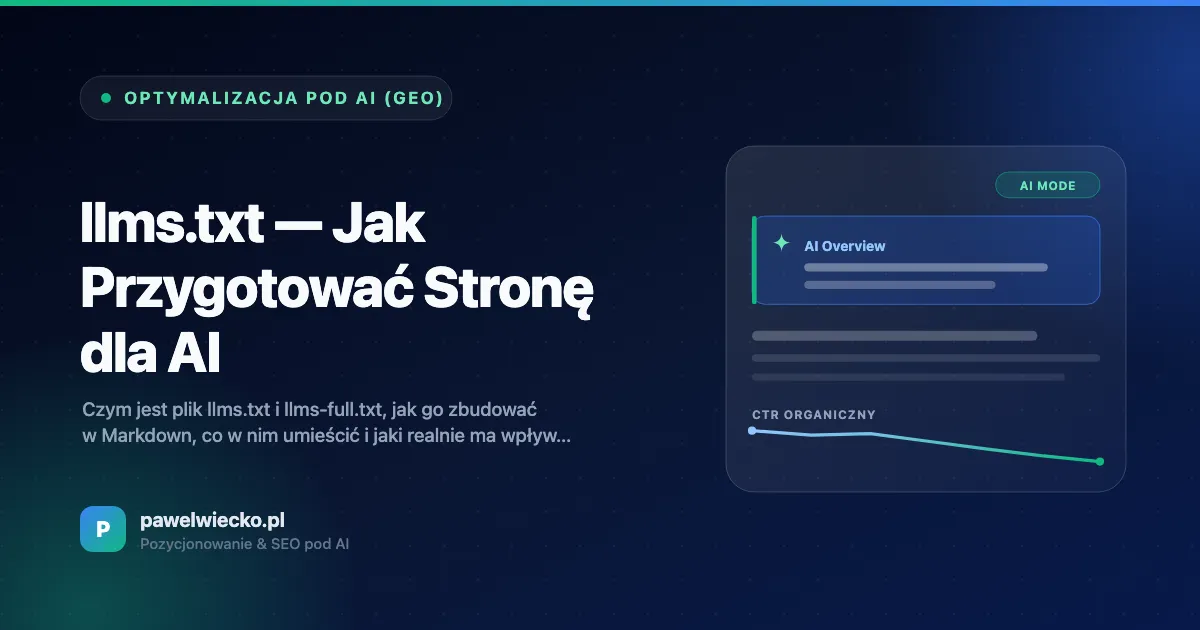 llms.txt — Jak Przygotować Stronę dla AI