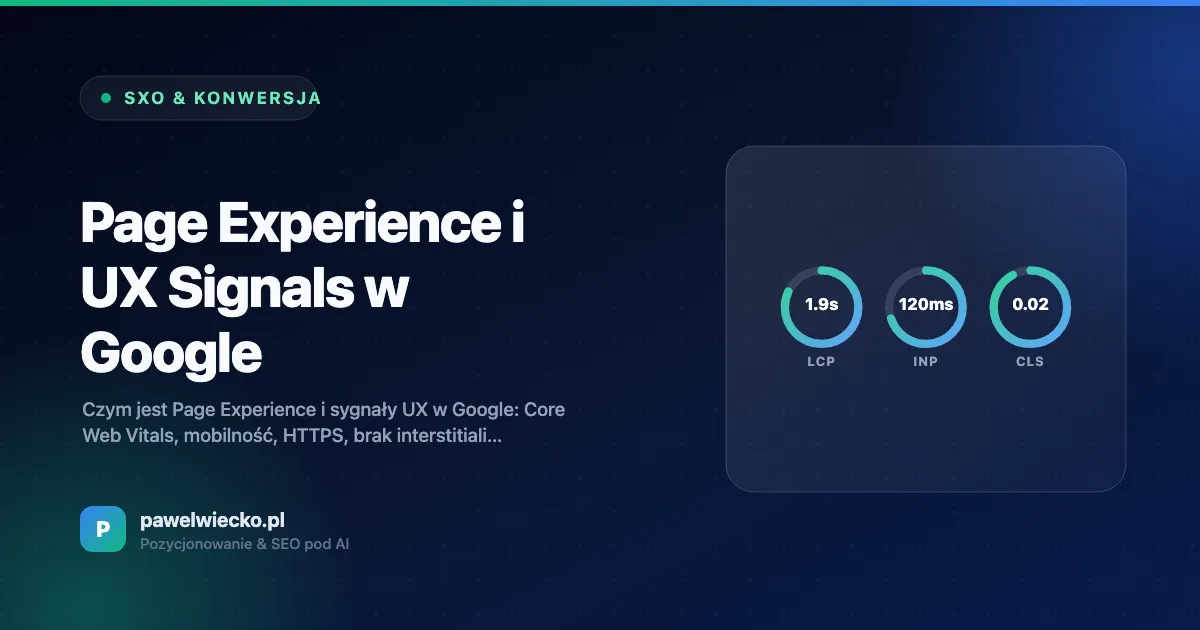 Page Experience i UX Signals w Google