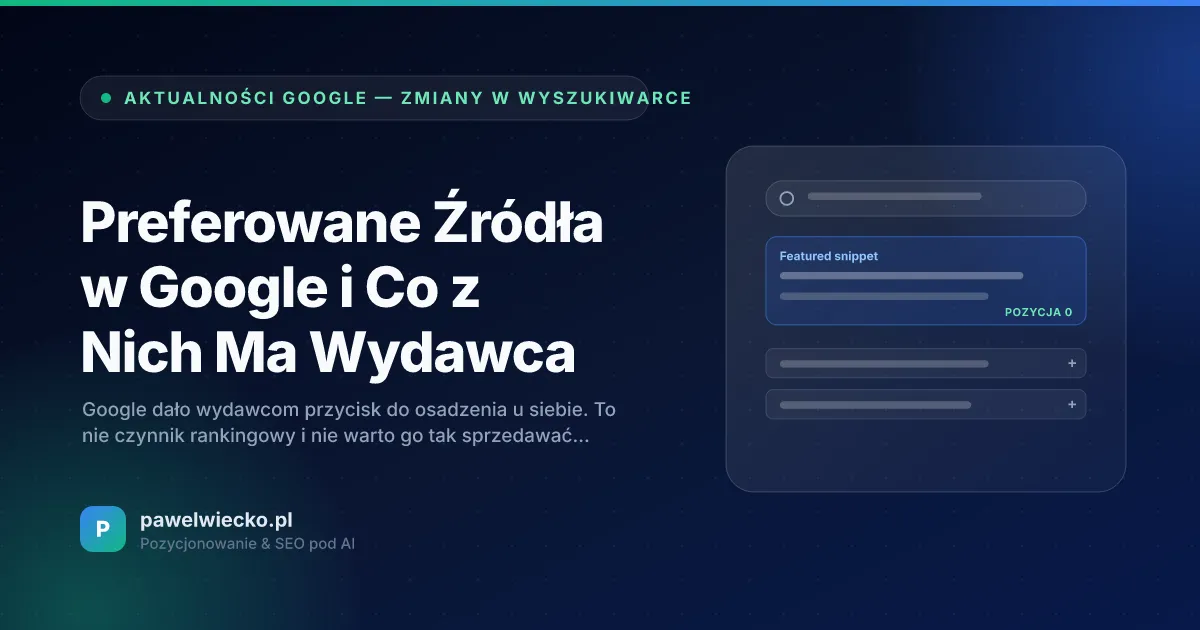 Preferowane Źródła w Google i Co z Nich Ma Wydawca